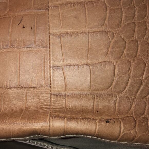 Halogen Tan Leather Croc Print Envelope Clutch - Picture 5 of 5